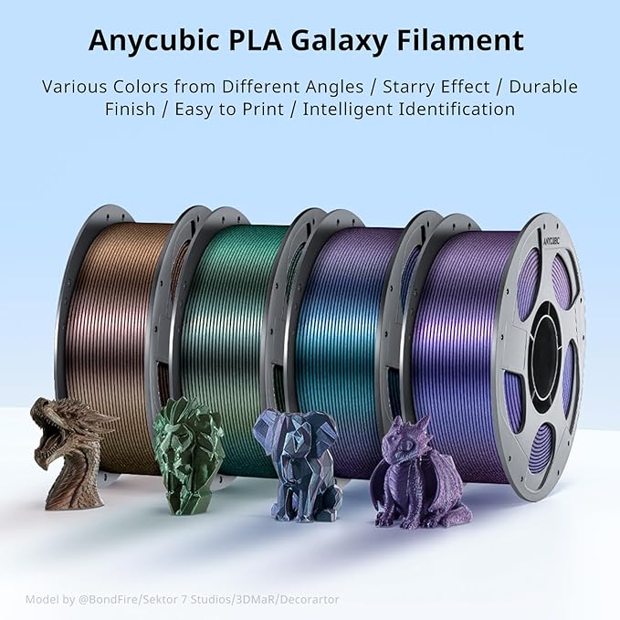 ANYCUBIC Galaxy PLA 3D Printer Filament, Sparkle Glitter PLA, Chameleon Changing Colors, 3D Printing PLA Filament 1.75mm Dimensional Accuracy +/- 0.03mm, 1KG Spool (2.2 lbs), Galaxy Blue - Image 2