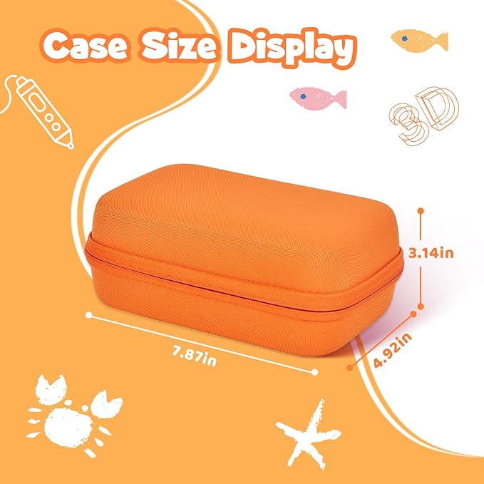 Case Compatible with 3Doodler Start+ Essentials for 3D Pen Set for Kids, Carrying Holder Fit for Printing Pens, Storage Organizer for Printing Filament Refill, Micro-USB Charger (3D-04B-Orange) - Image 2