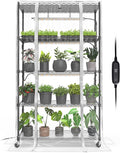 Bstrip Indoor Greenhouse with Grow Light, Mini Green House with 4 Pack 24W Full Spectrum Plant Lights with Timer, Plant Shelf with Tent for Indoor Plant, Seed Starting, Seed Tray, 35.4"x13.8"x59" by Bstrip