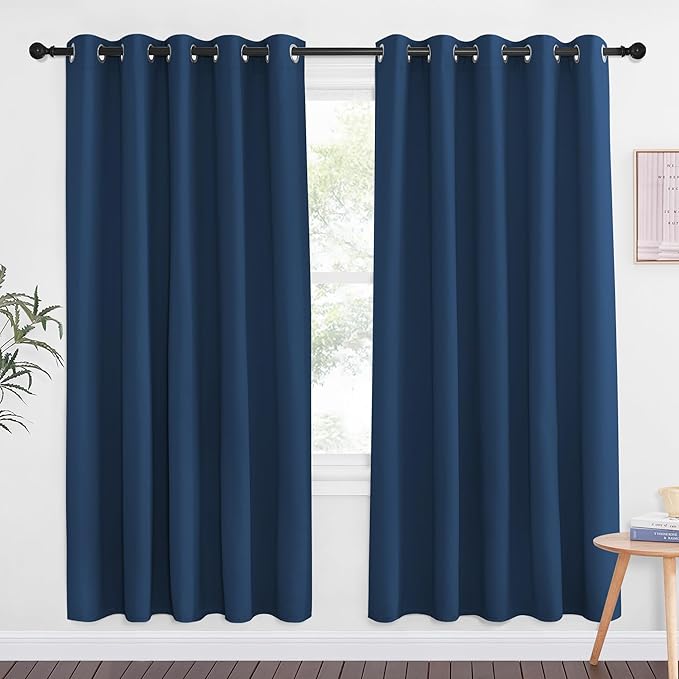 NICETOWN Moroccan Blue Blackout Curtains for Bedroom 72 Inches Long, Thermal Insulated Room Darkening Grommet Window Curtains for Living Room Nursery, 66 inch x 72 inche, 1 Panel by NICETOWN