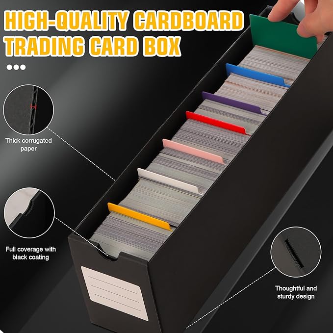 Trading Card Storage Box, Includes 12-600 CT Boxes & 48 Card Dividers, 12000+ Trading Card Organizer for Collectible Card Games, for TCG, MTG, PTCG, Baseball Cards, with Labels & Tapes - Image 5