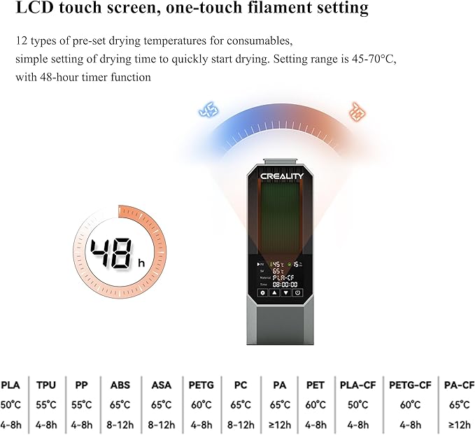 Creality Space Pi 3D Printer Filament Dryer, 3D Filament Storages for Keeping Filament Dry, Filament Dehydrator Compatible with 1.75mm, 2.85mm Filament & PLA PETG TPU ABS - Image 4
