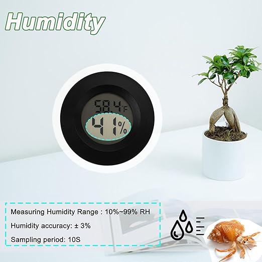 Reptile Thermometer and Humidity Gauge Digtal Terrarium Thermometer Circular Bearded Dragon Cage Accessories Reptile Temp and Humidity Gauge for Leopard Gecko Hermit Crab Gecko Lizard Etc 4pc - Image 5