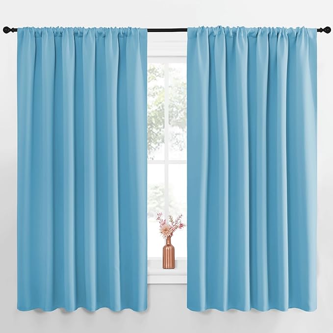 NICETOWN Blackout Curtains for Bedroom, Blackout Curtain Panels, Teal Blue, 1 Pair, 62 by 63-inch, Window Treatment Energy Saving Thermal Insulated Solid Rod Pocket Blackout Drapes/Draperies by NICETOWN