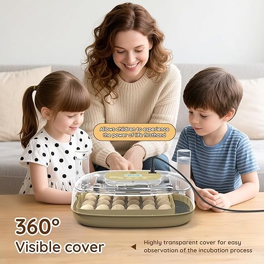 24 Egg Incubator for Hatching Eggs with Temperature and Humidity Control, Auto Turning & LED Candling for Chicken Duck Quail Birds, Ideal for Home Farm, Classroom, Beginners - Image 4
