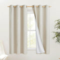 NICETOWN Natural Kitchen 100% Blackout Narrow Curtains 48 inches Long 2 Panels Set, 34" Wide, Rustic Grommet Thermal Insulated Full Blackout Window Draperies with White Liners for Cupboard by NICETOWN