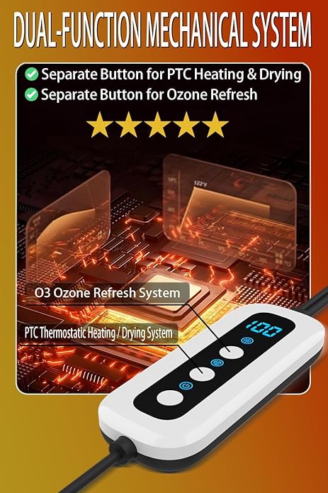 Shoe Dryer and Deodorizer, Boot Warmer & Mute Mode Heating Moisture Remover, Portable Boot Dryer, Fast Drying for Smelly Shoes, Gym Shoes, Athletic Footwear(US Sizes 5-14) Travel Reduce Odors Solution - Image 6