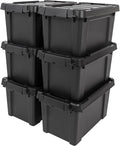 IRIS USA 5 Gallon Lockable Storage Bins with Lids, 6 Pack - Made in USA, Heavy Duty, Stackable Containers, Garage Organizing Bins Moving Tubs, Rugged Sturdy Equipment Utility Box - Black by IRISUSA