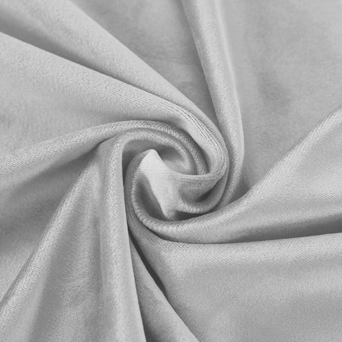 ChadMade Extra Wide Blackout Lined Premium Velvet Curtain Silver Grey 120Wx96L Inch (1 Panel), Eyelet Grommet for Livingroom Bedroom Theater Studio, Leon Collection - Image 6
