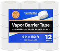 Vapor Barrier Tape - 4 inch x 180' Roll, Made in USA, White Polyethylene Tape for Crawl Spaces & Moisture Barriers, Waterproof Seal & Seam Tape for Underlayment, Insulation, and Plastic Liners (12) by TapeManBlue