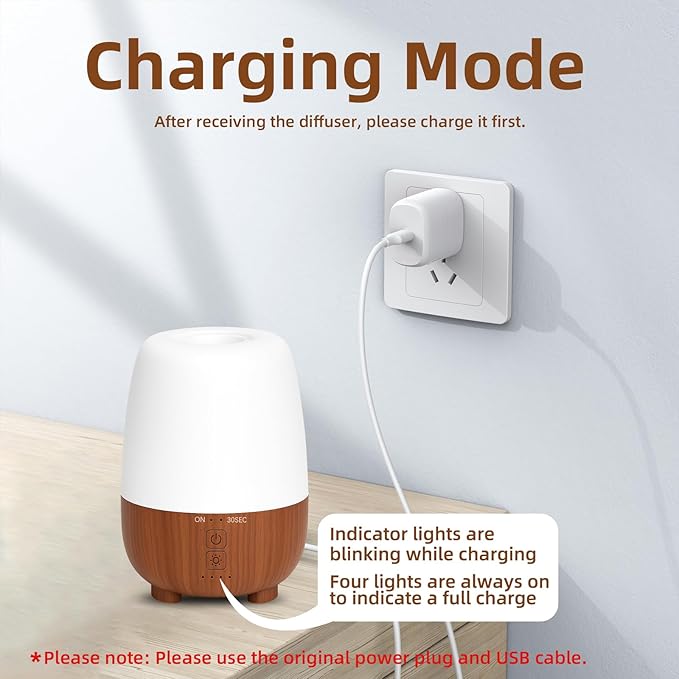 150ML Rechargeable Battery Operated Essential Oil Diffuser, Portable Cordless Aromatherapy Diffuser,7-Hour Runtime with 7 LED Color Changing Lightsfor Home,Office,Outdoor - Image 3