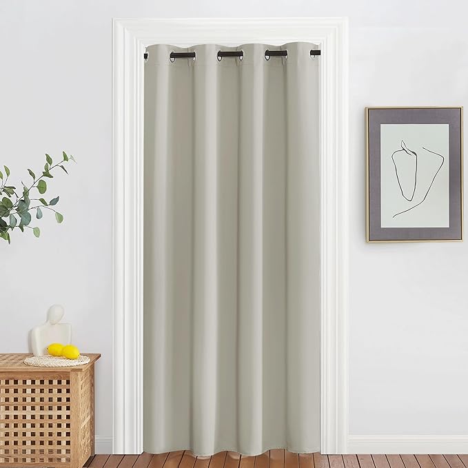 NICETOWN Room Darkening Bedroom Curtain 78 inches Long - Grommet Sound Reducing Window Treatment Privacy Thermal Curtain & Drape Light Blocking for Living Room (Natural, 1 Panel, W52 x L78) by NICETOWN