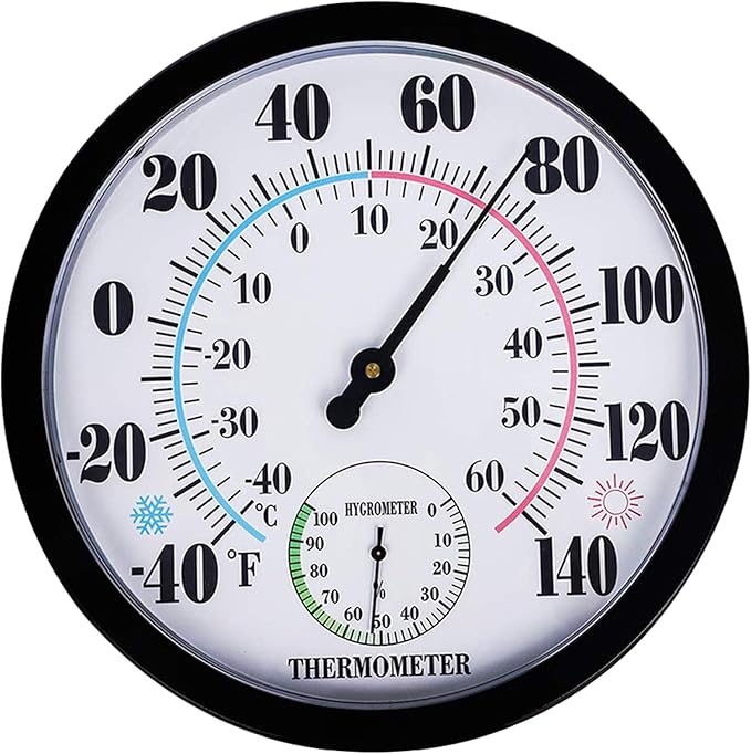 Indoor Outdoor Thermometer Hygrometer - Waterproof Hanging Wall Thermometer Decorative Outdoor Thermometer Large Numbers, No Battery Needed Outdoor Thermometers for Patio by Lirches