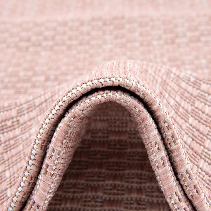Unique Loom Collection Casual Transitional Solid Heathered Indoor/Outdoor Flatweave Area Rug (2' 7" x 12' Runner, Whisper Pink/Ivory) - Image 7