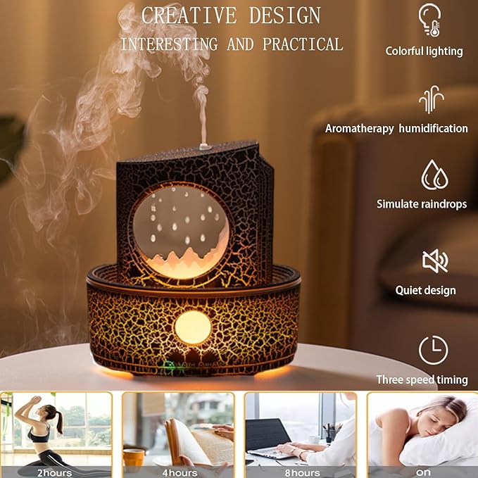 Aromatherapy Humidifier for Sleep Relaxation, Raindrop Humidifiers,Aromatherapy Diffuser with 3 LED Color Changing Lights and Auto-Off, Air humidifier Suitable for Home, Office - Image 2