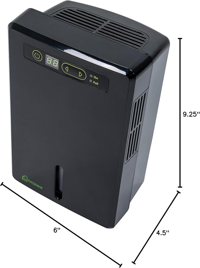 LOCKDOWN Automatic Dehumidifier with Quiet Operation, Drain Hose and Self Monitoring Controls for Humidity Control in Small Rooms, Safes and Closets - Image 7