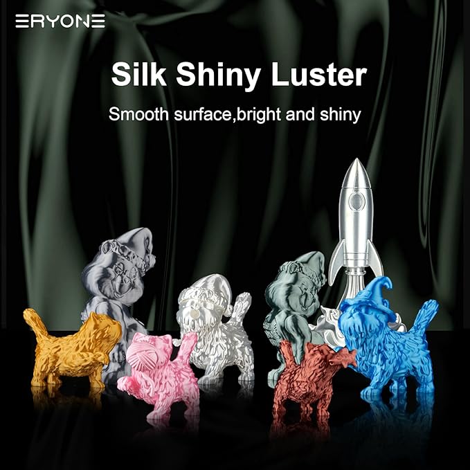 ERYONE Silk PLA Filament for 3D Printer 1.75mm +/- 0.03mm, 2KG Cardboard Spool, Silk Silver - Image 3