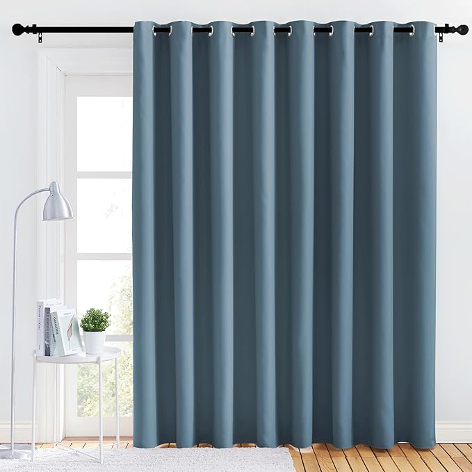 NICETOWN Lower Noise Room Divider Curtain Screen Partitions, Smoky Blue, 1 Panel, 84" Tall x 120" Wide, Blackout Sound Reducing Divider Room Drape for Doorway/Glass Window/Sliding Door/Patio by NICETOWN