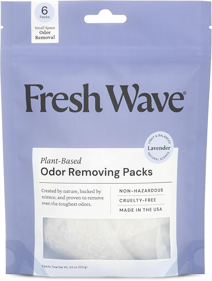Fresh Wave Lavender Odor Eliminating & Deodorizing Packs | Bag of 6 | Safer Odor Relief for Small Spaces | Natural Plant-Based Odor Eliminator | Odor Absorbers for Home by FreshWave