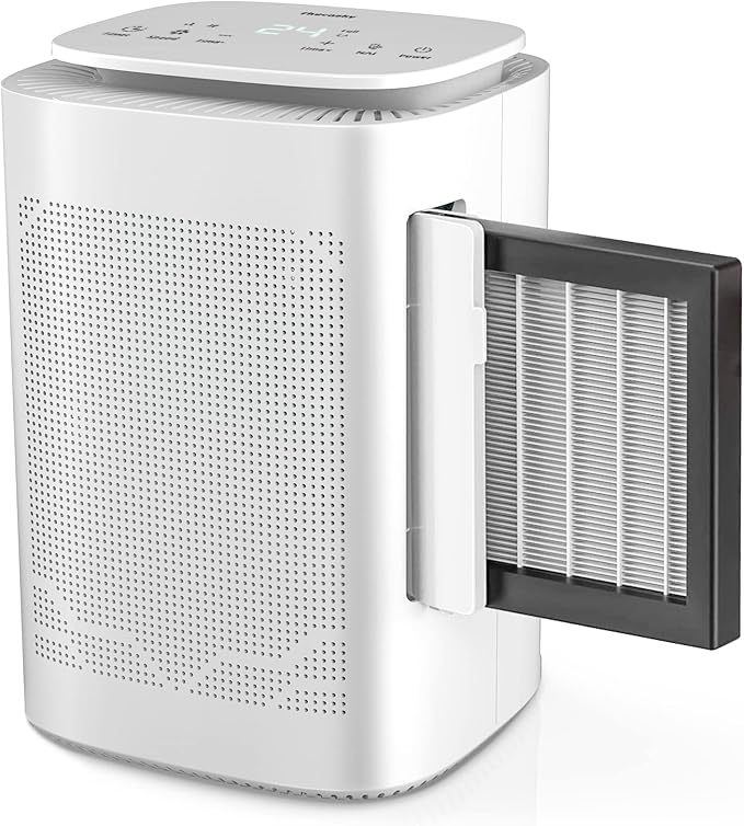 Dehumidifier and Air Purifier Combo,HEPA H13 Filter and Negative Air Ion Function,54oz(1600ML) Water Tank with Drain Hose,24hrs Auto-Off Timer,Idea for Bedroom,Bathroom,Closet,RV by THECOSKY