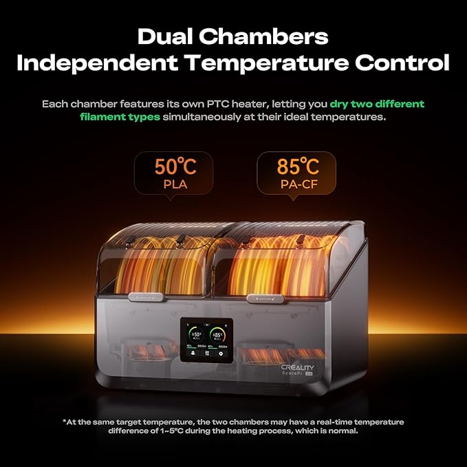 Creality Space Pi X4 Filament Dryer Box, New Upgrade 4-Spool 3D Printer Filament Storage with Dual Heating Chambers, 200W Fast Heating Up to 85℃, for PLA, PETG, ABS, TPU, Nylon, PC - Image 4
