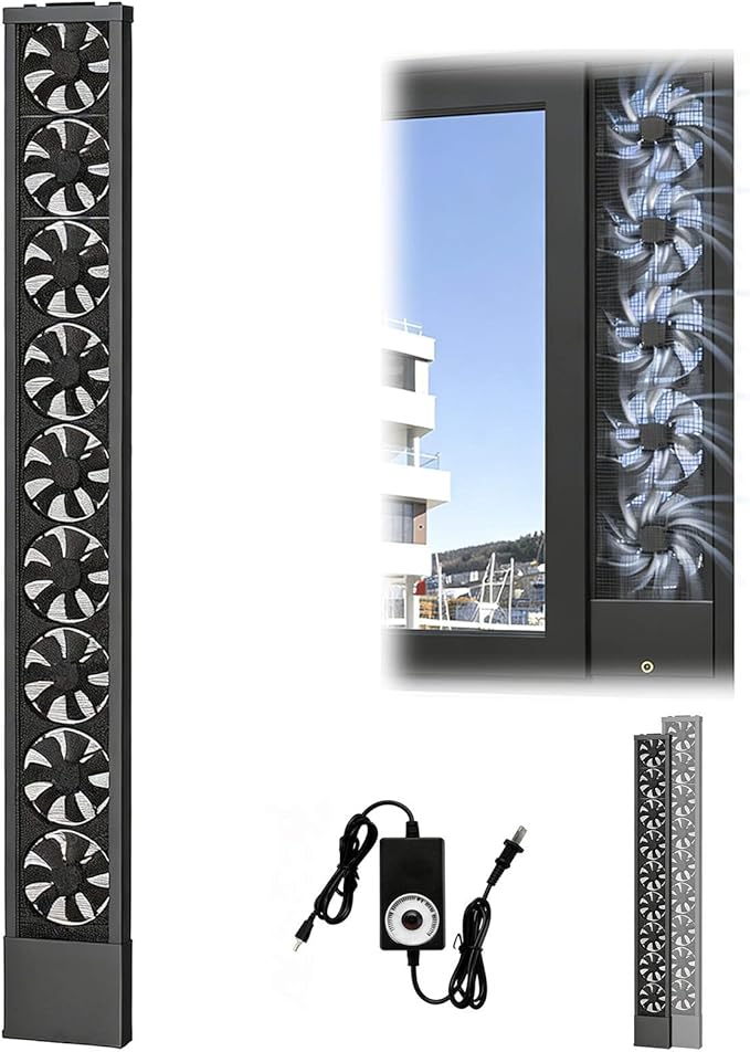 Vertical Window Exhaust Fan for Sliding Windows-Easy Tool-Free Installation, Adjustable Speed with Reversible Airflow, Slim Design for Bedroom Kitchen Office, Alternative to AC Fan and Household Fans by Unknown