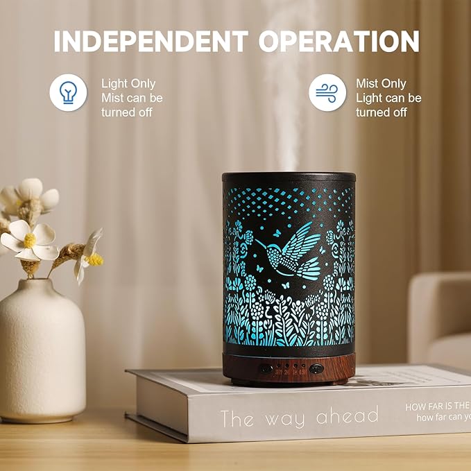 Essential Oil Diffuser 120ML Metal Aromatherapy Diffuser with Timer, Cool Mist Humidifier with Auto Shut-Off & 7 Color Lights for Home Office Spa (Bird) - Image 5