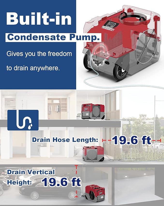 ALORAIR Smart WiFi 264 PPD LGR Commercial Dehumidifier with Pump, Large Capacity Rotational Molded Portable Industrial Dehumidifier for Water Damage Restoration, Moisture Removal, cETL Listed - Image 7