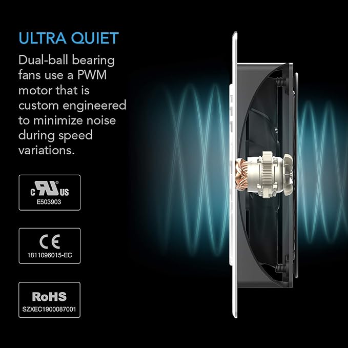 AC Infinity AIRPLATE T8 White, Quiet Cooling Dual-Fan System 6" with Thermostat Control, for Home Theater AV Cabinets - Image 4
