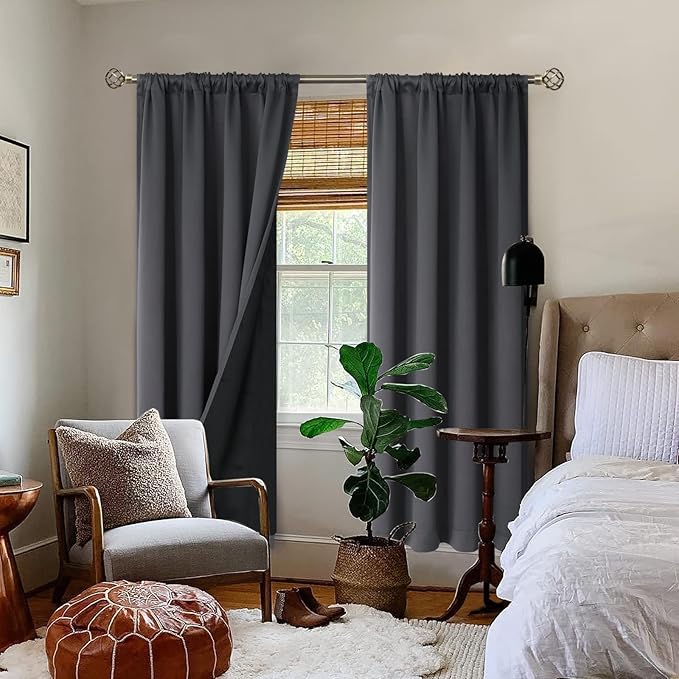 BGment Grey Blackout Curtains 84 Inch Length 2 Panels Set for Bedroom, 100% Room Darkening Thermal Insulated Dark Curtains for Living Room Soundproof Window Curtains, 52 Inch Wide - Image 2