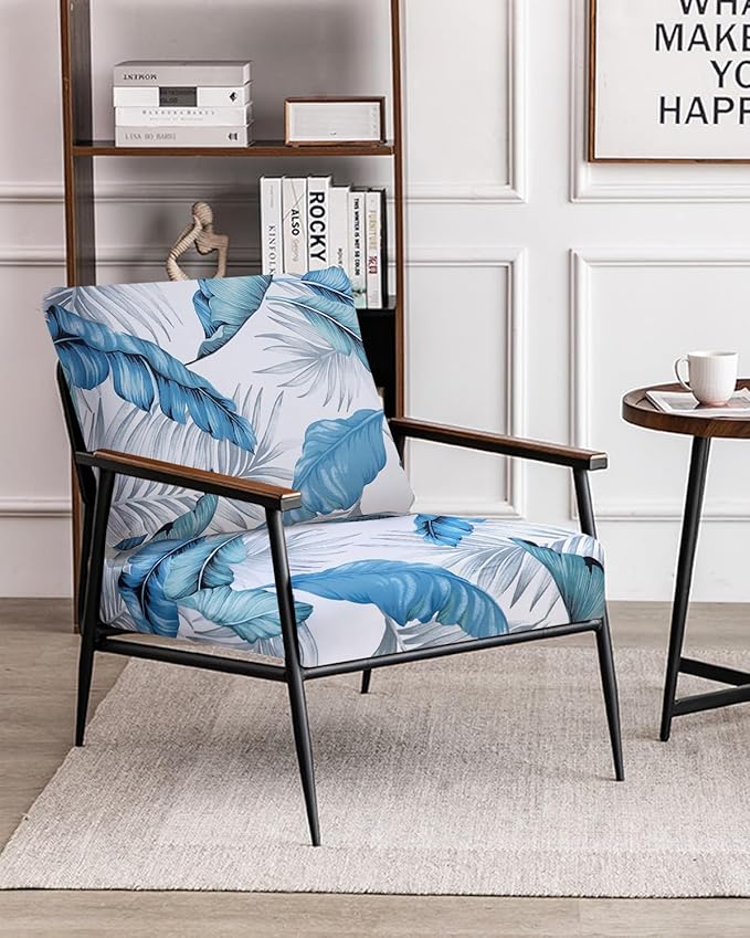 Fuloon Sofa Cushion Covers, Stretch Printed Seat Cushion Cover Couch Seat Slipcovers Washable Furniture Protector for Armchair Loveseat Sofa (Floral Gray-Blue, 2 PCS) - Image 5