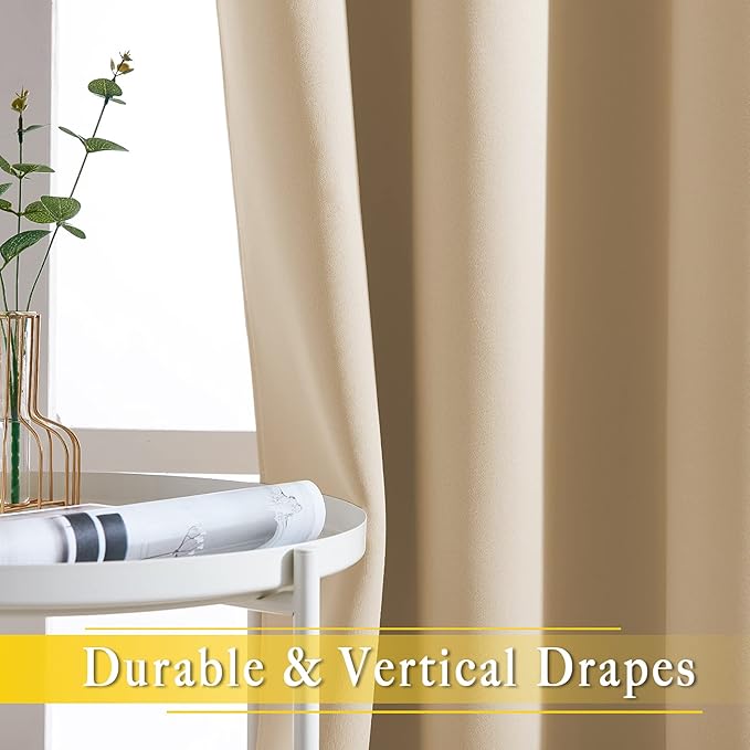 NICETOWN Sliding Door Curtain Window Treatment, Blackout Patio Door Curtain Panels Privacy Thermal Insulated Drapes for French/Patio Door (1 PC, Biscotti Beige, W80 x L95) - Image 6