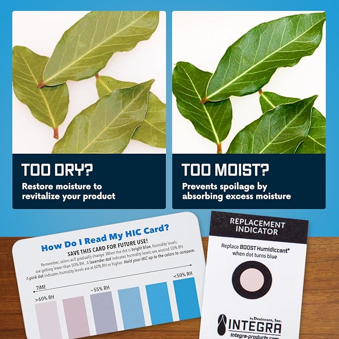 Integra Boost 2-Way Humidity Control Pack – Patented Technology for Humidity Control – Preserve Flavor & Maintain 62% RH – Moisture Absorber for Herbs, Spices & More – 2 Gram (Pack of 20) - Image 6