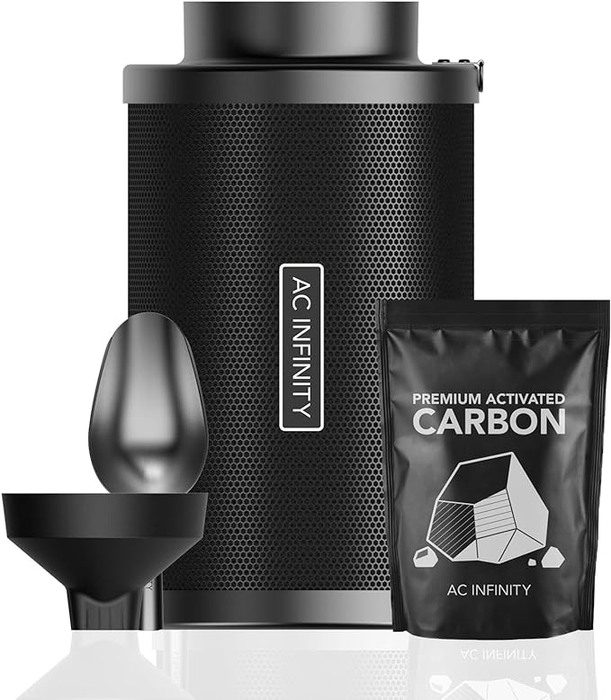 AC Infinity Refillable Carbon Filter Kit 6” with Additional Refill, Odor Removal Air Scrubber For 6" Inline Fan and Ducting, Reusable Charcoal Filter for Grow Tent Grow Room Hydroponics by ACInfinity