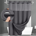 No Hook Shower Curtain and Liner Set,Dark Grey Hotel Waffle Shower Curtain with Liner 81" L x 72" W by Unknown