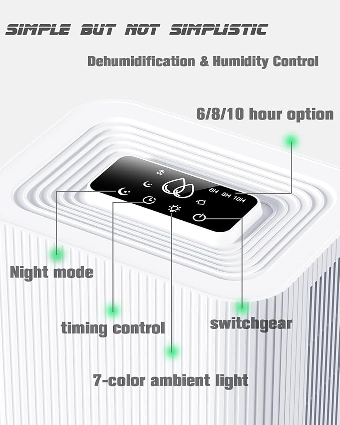 Portable Dehumidifier for Small Room, Bathroom & Closet | 91 OZ Tank | Compact Quiet Dehumidifier for RV, Bedroom (No Basements) | Auto Shut-Off White - Image 9