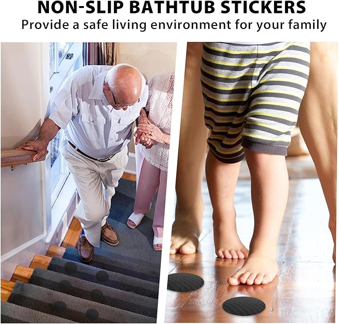 24 PCS Bathtub Non Slip Stickers Black Adhesive Decals Round Shape Anti Slip Shower Stickers Bath Non Slip Stickers for Floor Bathroom Stairs Ladders with Scraper - Image 3
