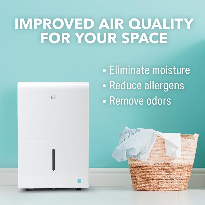 Perfect Aire 50-Pint, 4,500 Sq. Ft. ENERGY STAR Dehumidifier With Continuous Drainage Option, Ultra-Quiet Operation - Ideal for Small Rooms & Basements - Image 5