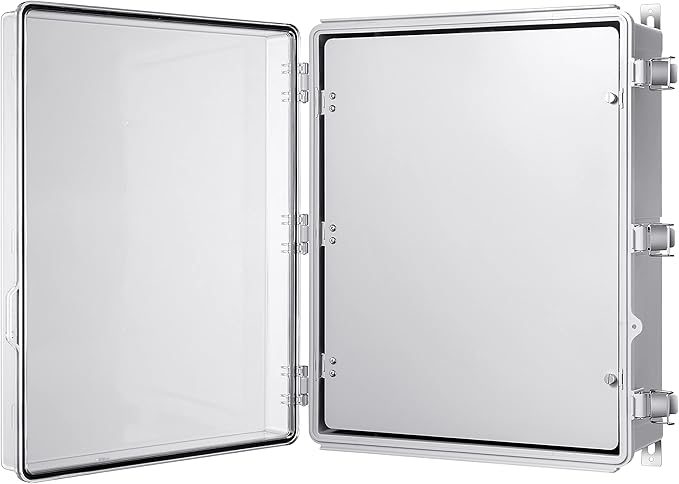 Junction Box, IP67 Waterproof Plastic Enclosure for Electrical Project, Hinged Transparent Cover, Includes Inner Door, Mounting Plate and Wall Bracket 510×410×200mm (20"×16.1"×7.9" TC-D) by Gratury