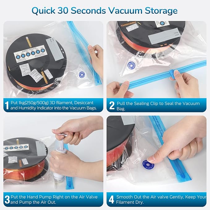 FugaCity 3D Printer Filament Storage Vacuum Kit- 20 Pack Reusable Vacuum Bags (PA+PE 13.8 ×15.7 in) for Keep Filament Clean & Dry - Image 5