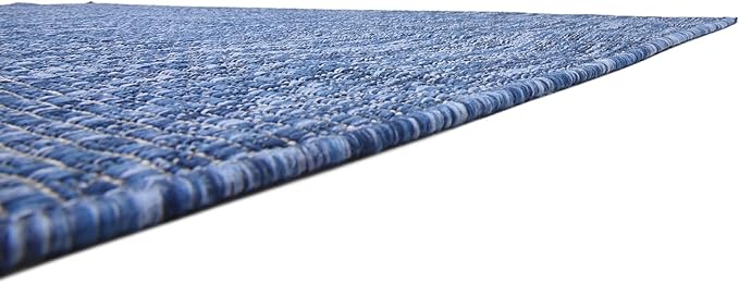 Unique Loom Collection Casual Transitional Solid Heathered Indoor/Outdoor Flatweave Area Rug (5' 3" x 8' Rectangle, Blue/Navy Blue) - Image 9