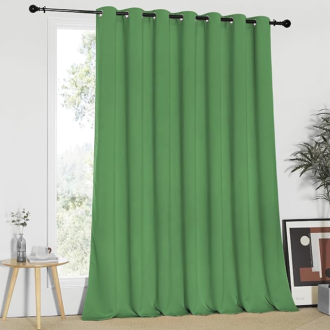NICETOWN Blackout Patio Curtains 100 x 95 Inches Long for Sliding Door Extral Wide Blackout Curtain Panels Thermal Insulated Room Divider - Grommet Top, 100" W x 95" L, 1 Panel, Froest Green by NICETOWN