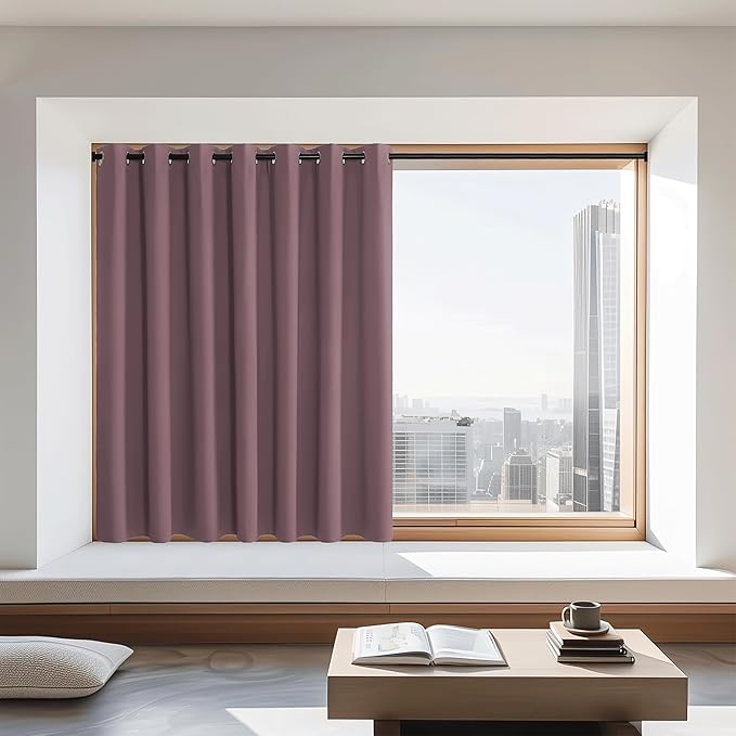NICETOWN Blackout Curtains 72 inches Long, Grommet Privacy Window Treatment Thermal Insulated Room Darkening Sliding Glass Door Drape for Bedroom Living Room, 1 Panel, W100 x L72, Dry Rose by NICETOWN