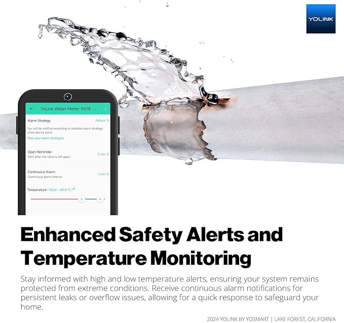 YoLink FlowSmart All-in-One: Smart Water Meter & Shutoff for 0.5'' Pipes, NSF Certified, Real-Time Leak Detection, App-Controlled, 10+ Year Battery, YoLink Hub Included – YS5018 - Image 9