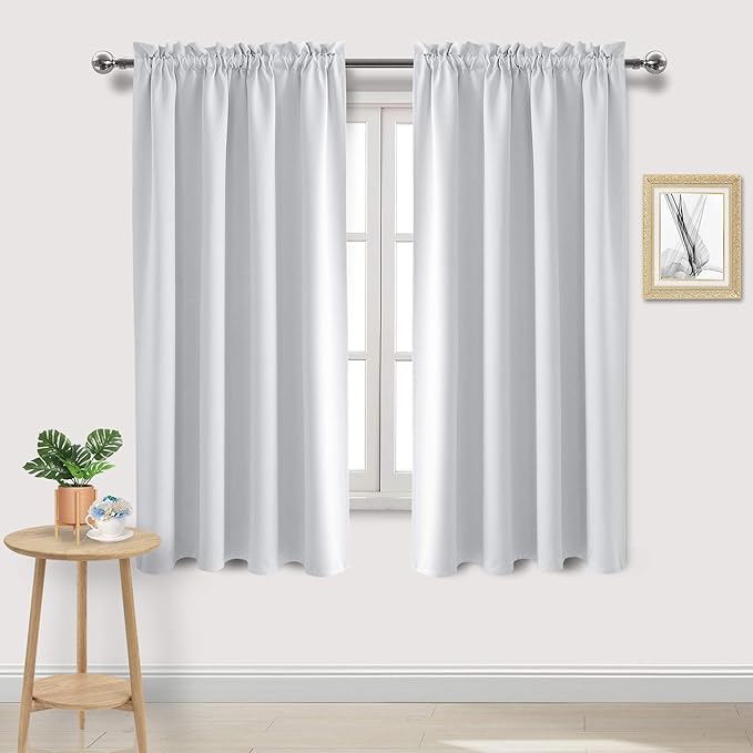 DWCN White Room Darkening Blackout Curtains - Thermal Insulated Privacy Energy Saving Window Curtain Drapes 52 x 63 inch Length, Set of 2 Bedroom Living Room Curtains by DWCN