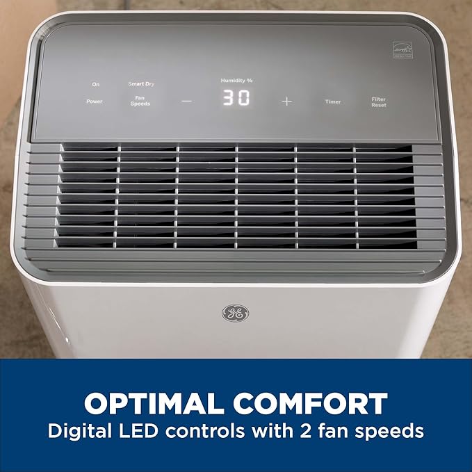 GE Energy Star Portable Dehumidifier for Basement, Bedroom, Bathroom, Closet or Small Rooms up to 1500 Sq Ft, 22 Pint with Removable Bucket and Continuous Drain Connect for Auto or Manual Drainage - Image 6