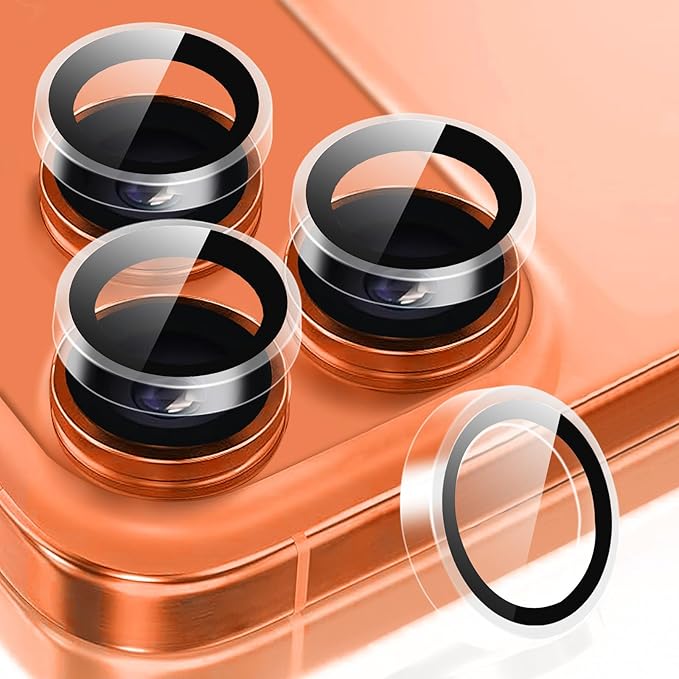 2 Pack Camera Lens Protector for iPhone 17 Pro Max/17 Pro 2025,9H Tempered Glass Scratch Resistant Metal Ring Camera Cover,Case Friendly Camera Screen Protector Accessories,Transparent by AFENGBOX