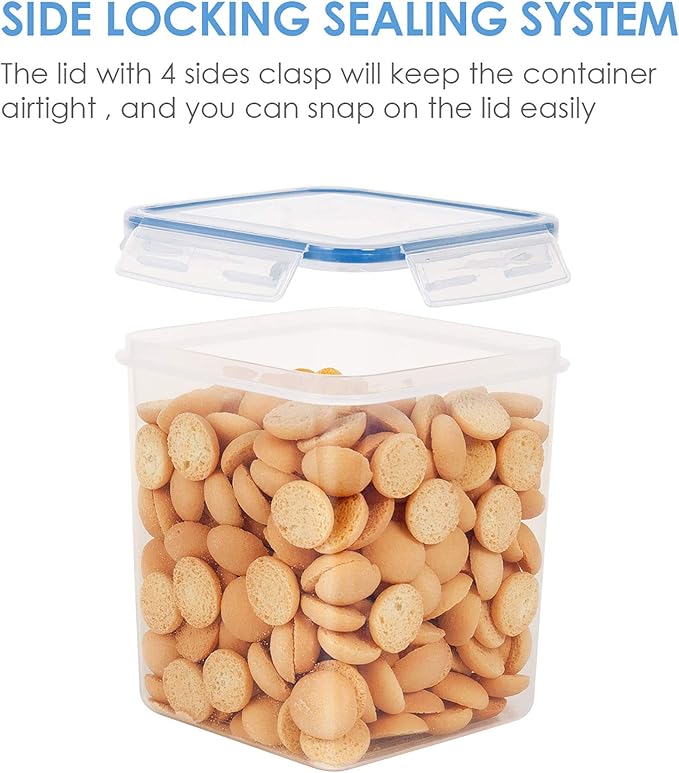 Vtopmart Food Storage Containers 2.5L / 84.5oz, 4 Pieces BPA Free Plastic Airtight Canister for Flour, Sugar, Baking Supplies, with 4 Measuring Cups and 24 Labels, Blue - Image 5