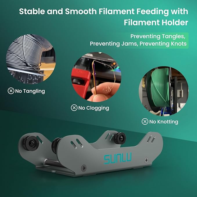 SUNLU 3D Printer Filament Holder, Precision Adjustable 3D Filament Mount Rack for 1kg/3kg/5kg Filament spools, Smooth Feeding and Adaptive for PLA/PETG/Nylon/Wood/TPU All 3D Printer Filament, Grey - Image 7