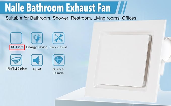 Nalle Ventilation Fan Ceiling Bathroom Exhaust Fan Extractor Fan (No Attic Access Required) (120 CFM 1.2 Sones) （Style B） - Image 5